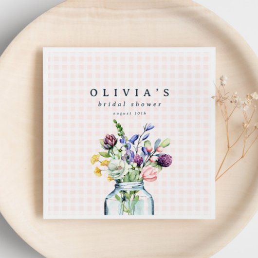 ワイルドフラワー素朴メイソンジャールピクニックブライダルシャワー スタンダードカクテルナプキン