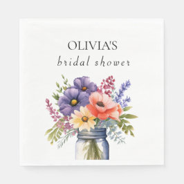 ワイルドフラワー素朴メイソンジャールブライダルシャワー紙 スタンダードランチョンナプキン