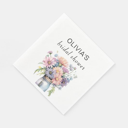 ワイルドフラワー素朴メイソンジャールブライダルシャワー紙 スタンダードランチョンナプキン (角)