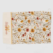 ワイルドフラワー素朴モノグラム – Boho Floral Pattern ゴルフタオル (横)