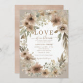 ワイルドフラワー素朴ラブが開花ブライダルシャワーにある 招待状 (正面/裏面)
