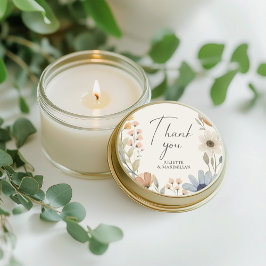 ワイルドフラワー素朴リースサンキュー結婚式の引き出物 ラウンドシール