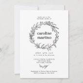 ワイルドフラワー素朴リースブライダルシャワー 招待状 (正面)