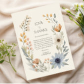 ワイルドフラワー素朴リース庭園の結婚式 サンキューカード
