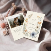 ワイルドフラワー素朴リース庭園の結婚式 サンキューカード