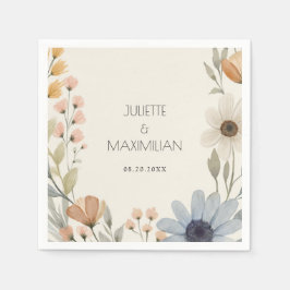 ワイルドフラワー素朴リース庭園の結婚式 スタンダードカクテルナプキン