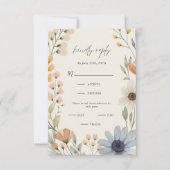 ワイルドフラワー素朴リース結婚の食事の選択 出欠カード (正面)