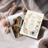 ワイルドフラワー素朴リース結婚式の日付を保存 招待状