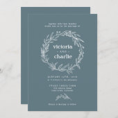 ワイルドフラワー素朴リース結婚式招待状 招待状 (正面/裏面)