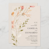 ワイルドフラワー素朴ワイルドフラワー結婚式招待状 招待状 (正面/裏面)