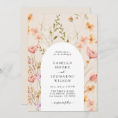 ワイルドフラワー素朴ワイルドフラワー結婚式招待状 招待状 (正面/裏面)