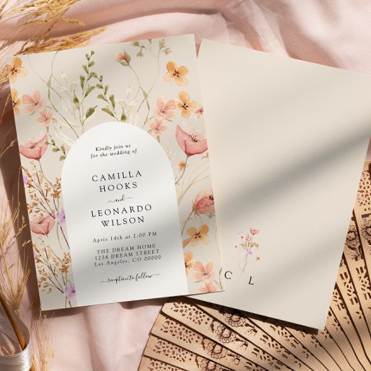 ワイルドフラワー素朴ワイルドフラワー結婚式招待状 招待状