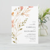 ワイルドフラワー素朴ワイルドフラワー結婚式招待状 招待状 (スタンド正面)