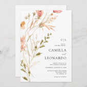ワイルドフラワー素朴ワイルドフラワー結婚式招待状 招待状 (正面/裏面)