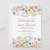 ワイルドフラワー素朴国のウェディングモダンQRコード 招待状 (正面)