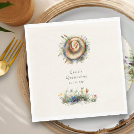 ワイルドフラワー素朴女性のカーボーイハットフローラキンセアニェラ スタンダードランチョンナプキン