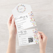 ワイルドフラワー素朴庭園の結婚式RSVPおよびQRコード オールインワン招待状 (貼ってはがせる)
