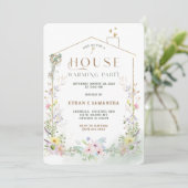 ワイルドフラワー素朴引っ越し祝いパーティーパーティーテンプレート 招待状 (スタンド正面)