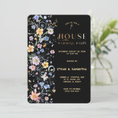 ワイルドフラワー素朴引っ越し祝いパーティーパーティーテンプレート 招待状 (スタンド正面)