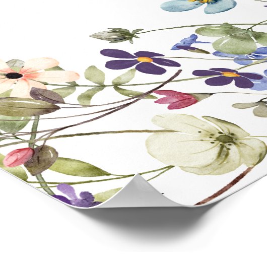 ワイルドフラワー素朴春の結婚式フラワーバー標識 ポスター (角)