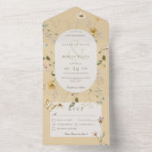 ワイルドフラワー素朴楕円形フレームイエローディナー オールインワン招待状 (内側)