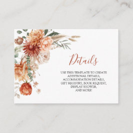 ワイルドフラワー素朴秋インラブベビーシャワー詳細 エンクロージャーカード