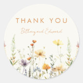 ワイルドフラワー素朴結婚式の引き出物ありがとうございました ラウンドシール (正面)