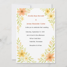 ワイルドフラワー素朴結婚式招待状