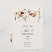 ワイルドフラワー素朴結婚式招待状 招待状 (正面/裏面)