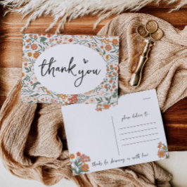 ワイルドフラワー素朴赤ちゃんシャワーポストカード サンキューカード