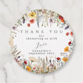 ワイルドフラワー素朴赤ちゃんシャワーメッセージカードイン白 フェイバータグ (正面)