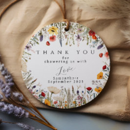 ワイルドフラワー素朴赤ちゃんシャワーメッセージカードイン白 フェイバータグ