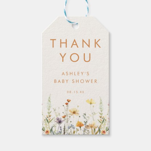 ワイルドフラワー素朴赤ちゃんシャワー好意ギフトラベル ギフトタグ (正面)