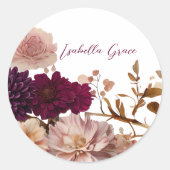 ワイルドフラワー素朴赤面&ブルガンディラウンドブライダル ラウンドシール (正面)