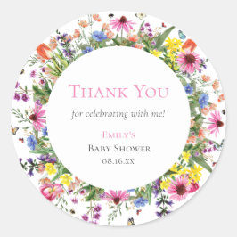 ワイルドフラワー素朴&蝶ありがとう ラウンドシール