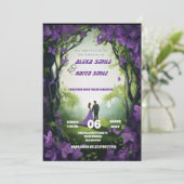 ワイルドフラワー紫の結婚式招待状かわいらし結婚、 招待状 (スタンド正面)