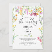ワイルドフラワー結婚のかわいらしフローラ名枠 招待状 (正面)