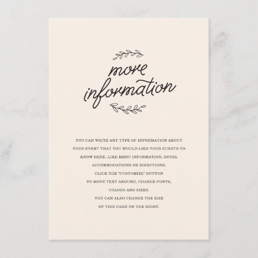 ワイルドフラワー結婚のインサート エンクロージャーカード (正面)