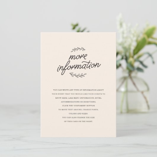 ワイルドフラワー結婚のインサート エンクロージャーカード (スタンド正面)