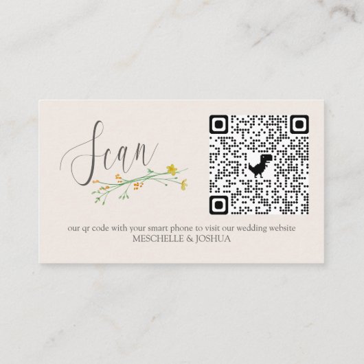 ワイルドフラワー結婚のウェブサイトのオンラインRSVP QRコード エンクロージャーカード (裏面)