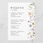 ワイルドフラワー結婚のウェルカムレターのタイムラインカード メニュー (裏面)