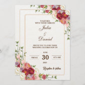 ワイルドフラワー結婚のエレガントフローラ招待状 セーブザデート (正面/裏面)