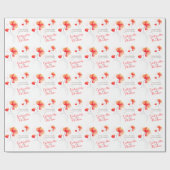 ワイルドフラワー結婚のオレンジ色のグレーのアートラップ ラッピングペーパー (フラット)