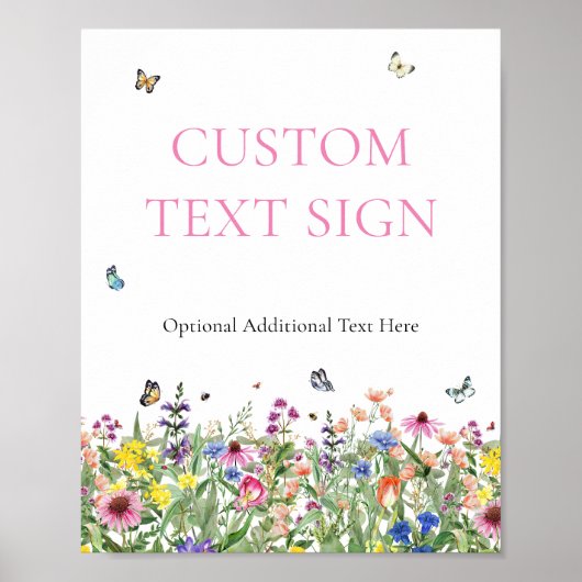 ワイルドフラワー結婚のカスタム文字徴候 ポスター (正面)