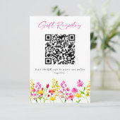 ワイルドフラワー結婚のギフトレジストリQRコード エンクロージャーカード (スタンド正面)