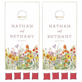 ワイルドフラワー結婚のコーンホールセット – パーソナライズされた