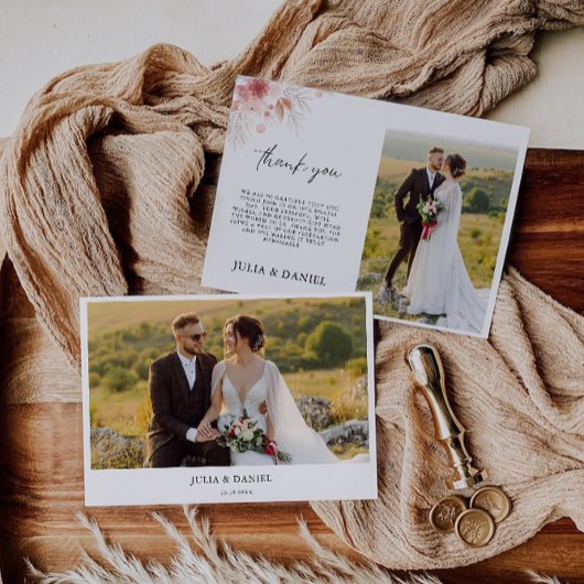ワイルドフラワー結婚のサンキューカード 招待状