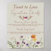 ワイルドフラワー結婚のシグネチャードリンクバー標識 ポスター (正面)