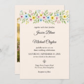 ワイルドフラワー結婚のシンプルフローラ写真招待状 招待状 (正面/裏面)