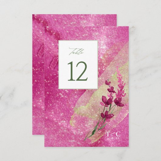 ワイルドフラワー結婚のテクスチャテーブルNo. Fsia ID95 招待状 (正面/裏面)